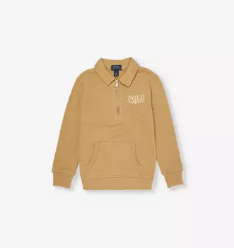 Свитшот для мальчиков из хлопковой смеси с фирменной вышивкой Polo Ralph Lauren, бежевый