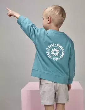 Свитшот для мальчиков с вырезом и рисунком на спине Gocco, бирюзовый