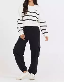 Свитшот Essential из флиса с круглым вырезом в цвете Extra White/black Vintage Havana