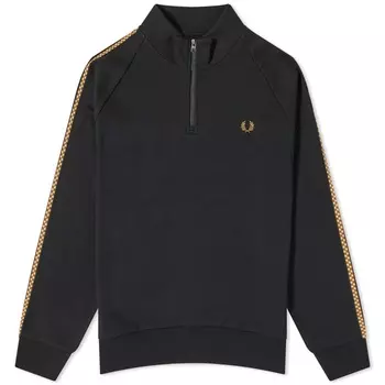 Свитшот Fred Perry с клетчатой тесьмой и полумолнией, черный