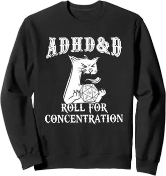Свитшот Funny Tees Gamer RPG Apparel Cats RPG Gamer Roll For Concentration, черный