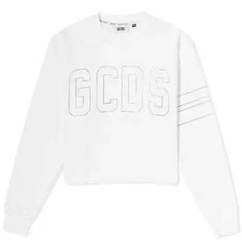 Свитшот GCDS Bling Logo Crop, белый
