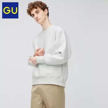 Свитшот GU бархатный, светло-серый