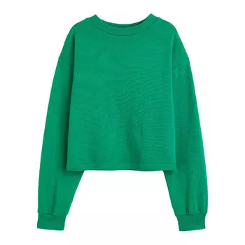 Свитшот H&amp;M Basics Boxy, ярко-зеленый