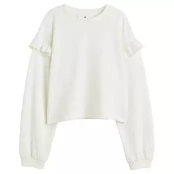 Свитшот H&amp;M Basics Flounced, натуральный белый