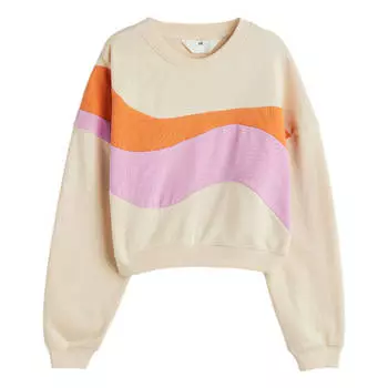 Свитшот H&amp;M Block colored Oversized, светло-бежевый/оранжевый/светло-фиолетовый