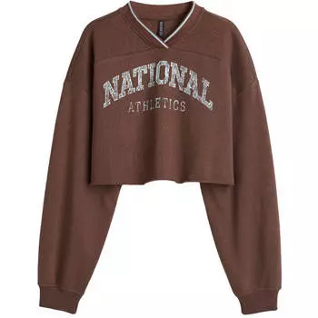 Свитшот H&amp;M Crop National Athletics, коричневый