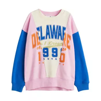 Свитшот H&amp;M Delaware Oversized, светло-розовый/синий/белый