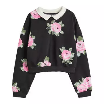 Свитшот H&amp;M Floral Oversized, черный