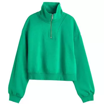 Свитшот H&amp;M Half-zip, зеленый