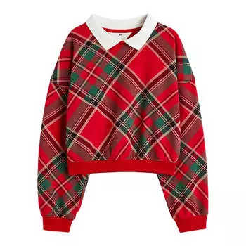 Свитшот H&amp;M Plaid Oversized, красный/зеленый