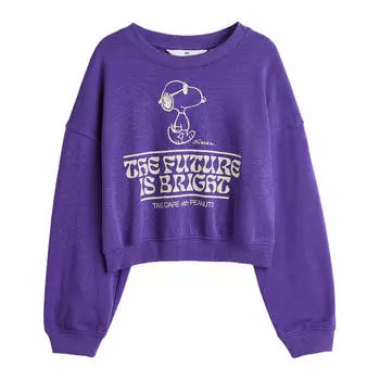 Свитшот H&amp;M Snoopy Boxy Printed, темно-фиолетовый