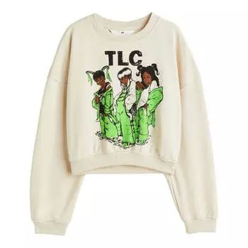 Свитшот H&amp;M TLC Boxy Printed, натуральный белый