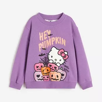 Свитшот H&M Kids Printed Hello Kitty, фиолетовый