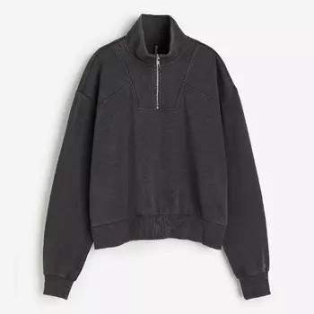 Свитшот H&M Oversized Half-zip, темно-серый