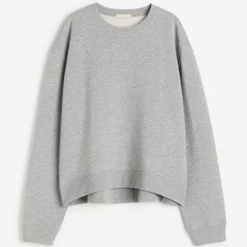 Свитшот H&M Oversized хлопковый свободного кроя, светло-серый