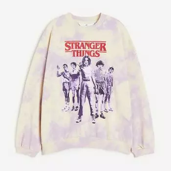 Свитшот H&M Stranger Things Oversized Printed, светло-фиолетовый