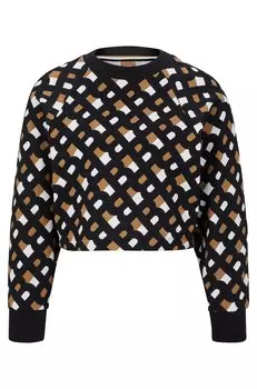 Свитшот Hugo Boss Monogram In French Terry With Batwing Sleeves, мультиколор