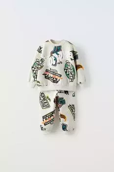 Свитшот и брюки mattel из плюша hot wheels коорд ZARA, камень