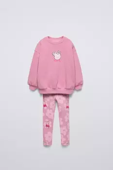 Свитшот и леггинсы peppa pig co-ord ZARA, розовый