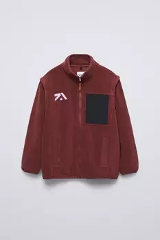 Свитшот из флиса-жилета-трансформера ZARA, бордовый