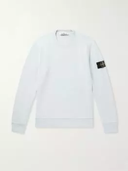 Свитшот из хлопкового джерси с аппликацией логотипа, окрашенный в готовом виде STONE ISLAND, синий