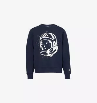 Свитшот из хлопкового джерси с фирменным принтом, украшенный стразами Billionaire Boys Club, синий