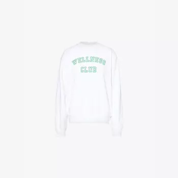 Свитшот из хлопкового джерси с логотипом Wellness Club Sporty & Rich, белый