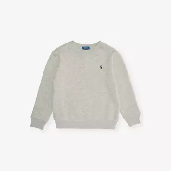 Свитшот из хлопкового трикотажа с вышитым логотипом для мальчиков Polo Ralph Lauren, серый
