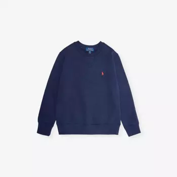 Свитшот из хлопкового трикотажа с вышитым логотипом для мальчиков Polo Ralph Lauren, синий