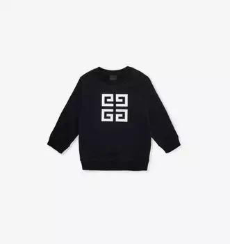 Свитшот из хлопковой смеси с фирменным принтом 4-12 лет Givenchy, черный