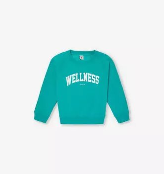 Свитшот из хлопковой смеси с принтом логотипа и текстом Wellness для детей от 2 до 14 лет Sporty & Rich, зеленый