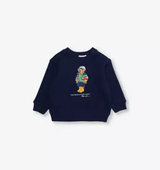 Свитшот из хлопковой смеси с рисунком поло для мальчика Polo Ralph Lauren, синий