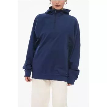 Свитшот из хлопковой смеси с воротником-стойкой и полумолнией Y-3, Blue