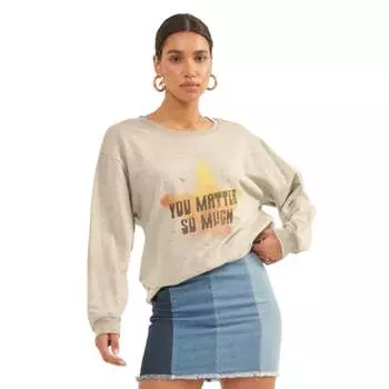 Свитшот из трикотажного французского трикотажа с разноцветными звездами в винтажном стиле FASHNZFAB, цвет heather grey