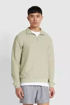 Свитшот из твила с молнией 1/2 цвета бальзама Farah, зеленый