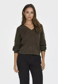 Свитшот JDY ADA LIFE V NECK, цвет chocolate brown