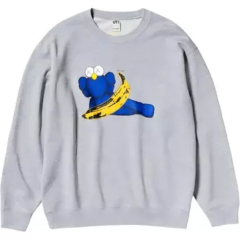 Свитшот KAWS X WARHOL Collaboration унисекс серый Uniqlo, серый