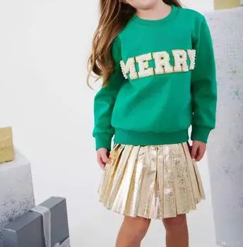 Свитшот Merry Pearl для девочек - Mommy & Me Edition, зеленый цвет Lola + The Boys