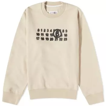 Свитшот MM6 Maison Margiela Triple Logo Crew, бежевый