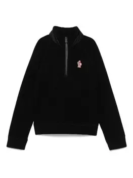 Свитшот Moncler Enfant с флисовой текстурой, черный