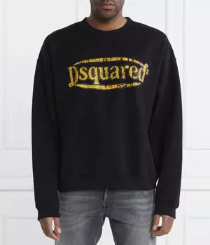 Свитшот мужской Dsquared2 с фирменным принтом, черный