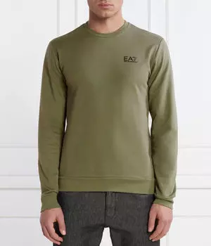 Свитшот мужской Ea7 хлопковый с логотипом бренда, зеленый