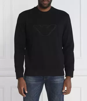 Свитшот мужской Emporio Armani хлопковый с логотипом бренда, черный