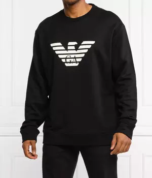 Свитшот мужской Emporio Armani из модала с логотипом бренда, черный