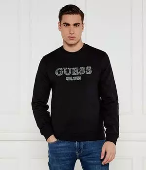 Свитшот мужской Guess Jeans хлопковый с принтом, черный