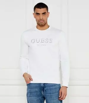 Свитшот мужской Guess Jeans облегающего кроя с вышивкой, белый