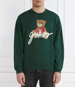 Свитшот мужской Guess Jeans с принтом медведя, зеленый
