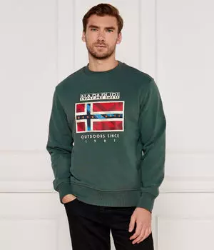 Свитшот мужской Napapijri свободного кроя с принтом, зеленый