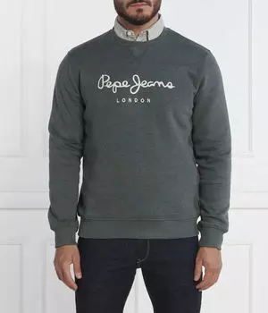 Свитшот мужской Pepe Jeans London с логотипом бренда на груди, зеленый